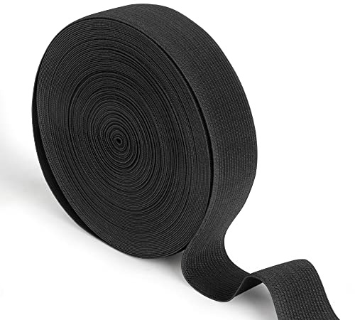 LeisuDay Goma elástica de 15 metros, color negro, 3 cm de ancho, goma elástica, para el hogar, accesorios de costura, manualidades