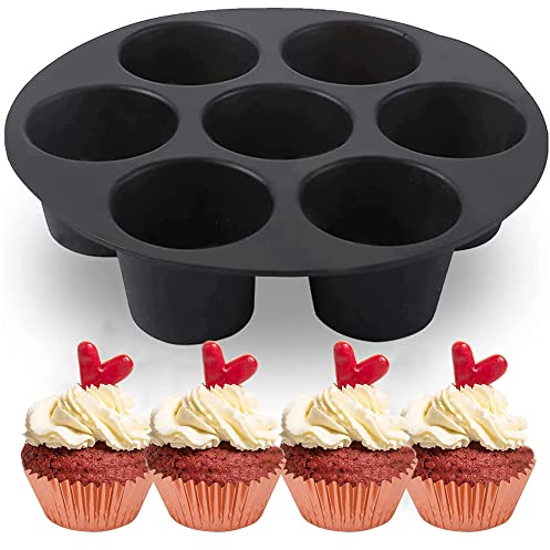 SWZY 7 Cup Large Silicone Muffins Pan,Cupcake Mould, Pudding Mould Silicone, for 3.5-5.8 L Air Fryer Mould Accessories,Jumbo Muffin Tray(8 Inch)