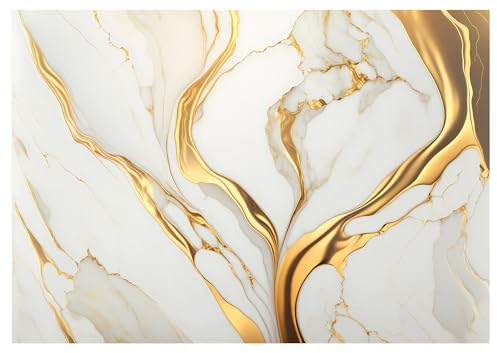 WallArena - Vlies Fototapete Marmor Gold Grau Abstrakt Steinwand 368x254 cm - Fototapeten - Tapeten - für Wohnzimmer Schlafzimmer - Vliestapete Wandtapete Tapete 3D Effekt- inkl. Kleister