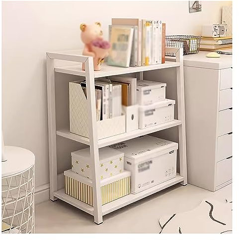 White Ladder Shelf - Stylish and Versatile Storage Bookcase for Home, Office, Bedroom, and Bathroom - Narrow Standing Shelf Maximizing Space