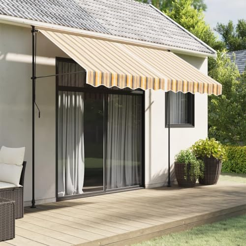 Homgoday Tessuto di Ricambio per Tenda Strisce Multicolore 3x2,5 m, Tessuto di Ricambio per Tenda da Sole Esterno, Telo Parasole per Tende da Sole, Tenda da Sole per Giardino j
