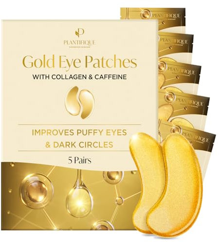 PLANTIFIQUE Skincare Patch Yeux Anti Poche Cernes | Masque Visage Collagene Hydratant | Contour Yeux Femme et AntiCerne Homme | Soin Visage Anti Rides | 5 Paires
