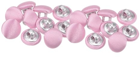 QUARKZMAN 20 Stück Rosa Knöpfe mit Stoffüberzug 10mm Satinstoff Bezogen Nähknöpfe Runde Bastelknöpfe Metallschaft Ösenknöpfe Vintage für Mantel Kleidung Jacke Blazer Anzüge DIY