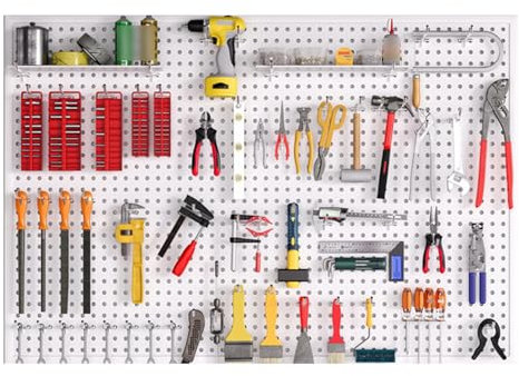 Panneaux perforés for murs, panneaux perforés, panneaux perforés, supports de rangement for outils, panneaux muraux en métal, bureau à domicile, salle d'artisanat, cuisine, garage, atelier, atelier de
