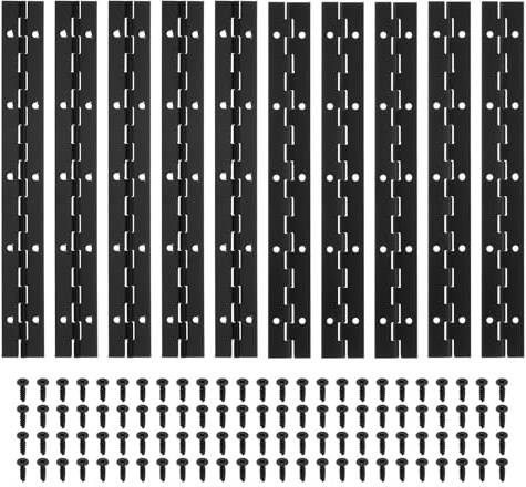 PATIKIL 10x1.2 Inch Piano Hinge,10 Pcs 304 Stainless Steel Continuous Hinge with Holes for Piano Gate Door Wooden Storage Box Cabinet Boat,Black