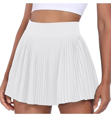 Desol Tennisrock Damen mit Taschen, Hohe Taille Hosenrock mit Integrierter Shorts, Sportrock für Tennis Golf Freizeit, Knielanger Faltenrock