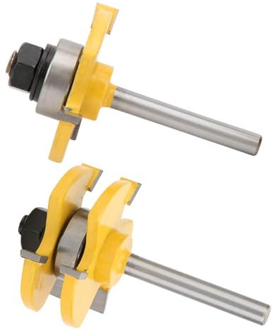 Router Bit, 2Pcs TShape 3Teeth 14 Shank Woodworking Tongue and Set T Shape 3 Teeth Treatment & Grooving Bits Tool for Wood MDF Particle Board with Alloy Blades Milling Cutter