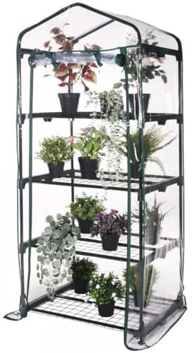 Paluplus Serra da Balcone e Giardino, Misura 69x49x155 cm, Struttura in Acciaio e Telo in PVC, adatta per colture Invernali e Protezione per Piante e Fiori -5873F (4 Ripiani)