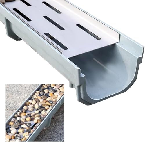 Kit di pannelli di copertura per canali di drenaggio per patio e giardino, 15,2 x 15,2 cm, griglia di scarico quadrata da incasso, sistema di grondaia per un efficiente drenaggio dell'acqua.
