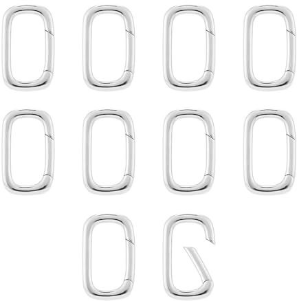 QIUTIMIY 10 stycken 18 karats guldpläterade ovala smyckeslås, smyckehalsband kontakter för förlängning eller reparation, silver (19,2 x 11,4 x 3,5 mm)
