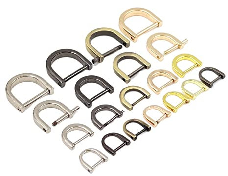 Edelstahlschäkel 1 Stück 10mm-20mm Metall D Ring Schnalle Schäkel Verschluss Abnehmbare offene Schraube for Leder Handwerk Tasche Gurt Gürtel Griff Schulter Gurtband(K Gold Color,20mm)
