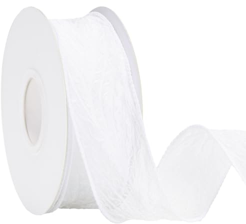 jijAcraft Weiß Schleifenband mit Falten: 4CM Dekoband Hochzeit, 9M Organza Geschenkband Taufe, Transparentes Band für Erstkommunion, Hochzeitseinladungskarte, Dekorative Blumenkunst