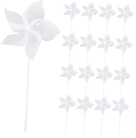 BESPORTBLE 24pcs Drawing Windmill Party DIY Pinwheels Craft Pin Wheels Fairy Windmills Shiny Pinwheels Childrens Pinwheels Pinwheels Windmill Pinwheels White Paper