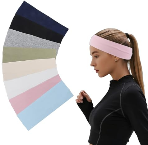 8 Stück Stirnband Damen Sport, SchweißBand Stirn, Sommer Schweiß Weich rutschfest Elastisches Atmungsaktive HaarbäNder Unisex, Kosmetik Joggen Wandern Yoga ZubehöR Haarband Damen Sommer