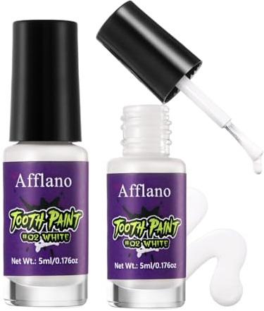 Halloween White Tooth Paint Effets Spéciaux Maquillage , Blanchir les Dents Instantanée et Éclatante, Vampire Peinture Blanche pour Dents Formule à Séchage Rapide, Théâtre Zombie Cosplay Fêtes