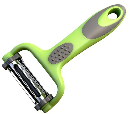 Frutilexia Pelador de Patatas 3 en 1 Multifuncion, Pelador Verduras Acero Inoxidable, Pelador Patatas con Mango Antideslizante, para Pelar Papas, Zanahorias y Diversas Verduras y Frutas, Verde
