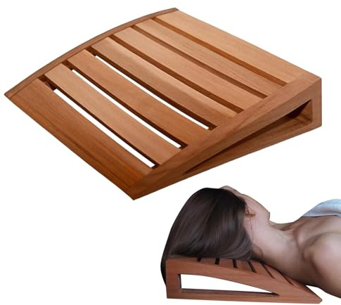 Jlobnyiun Poggiatesta per sauna, traspirante, ergonomico, in legno naturale, per riposare, rilassarsi, per donne, uomini, adulti, casa, spa, commerciale