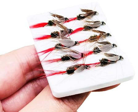 Qitewwrme 10 stycken fiske flugor fiske konstgjort bete bionik mal/myggor/medium fiske för abborre gädda lax öring insekter ludd (stil A (mal))