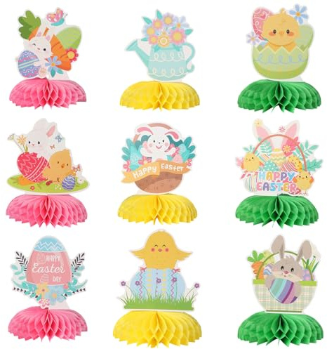 Cutiland 9 decorazioni da tavolo a nido d'ape pasquale, decorazione da tavolo, Happy Easter, decorazione da tavolo 3D, decorazione per primavera, feste, casa, cucina, tavolo da pranzo