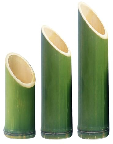 Artibetter Jarrón de Bambú Verde para Flores Pequeñas y Helechos, Diseño Tubular Único y Firmeza, Adecuado para Decoración de Oficina y Hogar, Paquete de 3 Piezas