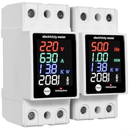 2 Pcs Digital Electricity Meter Ac30-400v Con 630a Corrente Nominale Per Home Office Hotel Monitoraggio Potenza Shell Ignifugo Montaggio su Guida Din Design Compatto Strumento di Analisi Dati di Alta