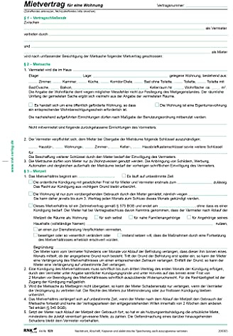 RNKVERLAG 525 - Mietvertrag für Wohnungen - ausführliche Fassung, 8 Seiten, gefalzt auf DIN A4, mit Wohnungsgeberbescheinigung, 50 Stück