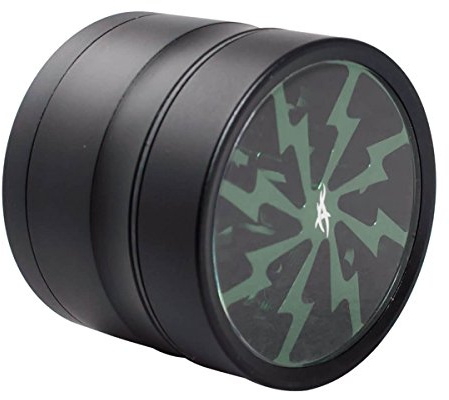 thorinder 50 mm Mini Kräutermühle 4 Stück Farbe grün Crusher Premium Qualität Aluminium mit Pollen Catcher & Gratis Kelle
