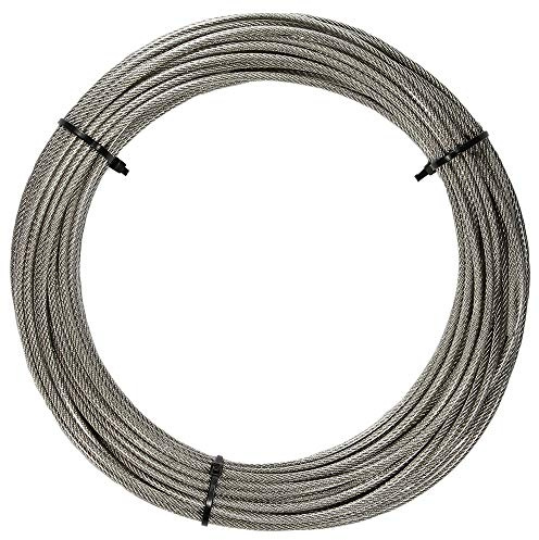 50 Meter Edelstahl - Drahtseil 7x7 D= 3 mm mittelweich, mit transaprente PVC Ummantelung - Edelstahl A4 Stahlseil I BOOTSTEILE BRAUER®