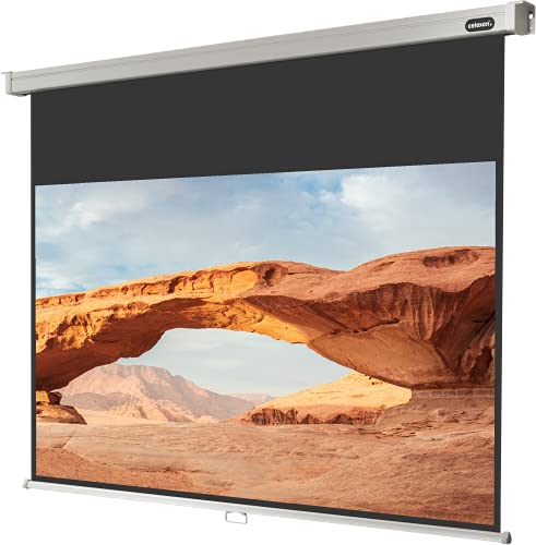 celexon Professional Rollo-Leinwand 90 | 200x113 cm 16:9 | manuell ausziehbare 4K, Full-HD Beamer-Leinwand für das Büro oder Heimkino-Projektionen | Wand- & Deckenmontage/zum Aufhängen