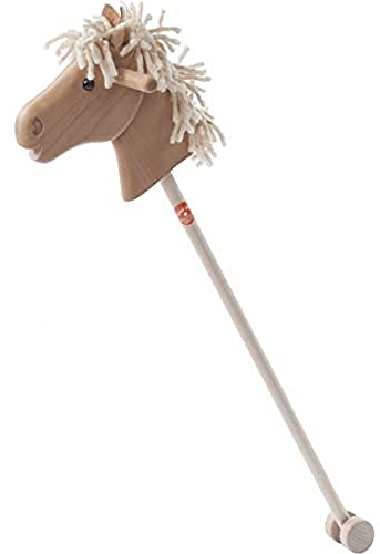Helga Kreft 50003 Steckenpferd Holz Haflinger, Stockpferd mit Rollen, ab 3 Jahre, Inhalt: 1 Stück, Länge 90 cm, 830 g, Farbe natur, Made in Germany