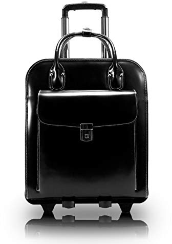 McKlein LA GRANGE, 15 Leather Detachable -Wheeled Ladies' Laptop/Computer & Tablet Business Briefcase Bag/Women's Rolling Overnight Travel Bag, Removable trolley case