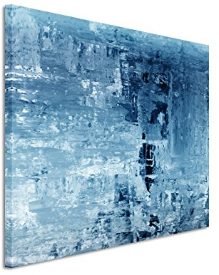 Paul Sinus Art 120x80cm Wandbild – Farbe Blau Petrol - Leinwandbild auf Keilrahmen in Bester Qualität - Abstrakt Gemälde II