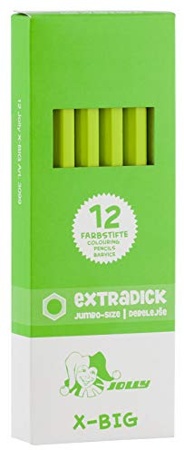 Jolly Graphit X-Big Starter Set – 12 Extra Dicke Stifte, Extrem Belastbar, 2B Weiche Mine, Bruchfest, Ungiftig, Ideal für Kleinkinder & Malanfänger ab 3 Jahren