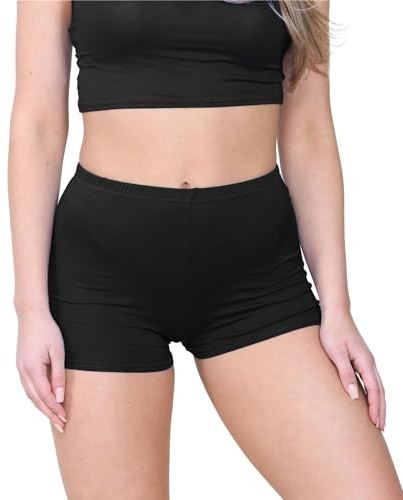 janisramone® Chic Mini Shorts for Women UK, Stretchable Hot Pants for Club, Dance, Gym & Cycling Running Shorts Womens Perfect for Summer Fashion Fitted Athletic Style Black