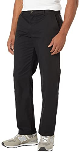 Amazon Essentials Herren Knitterarme Flatfront-Chinohose, Gerade Geschnitten, Schwarz, 34W / 32L