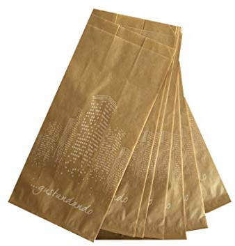 C.N. Sacchetti di Carta Marrone ANTIGRASSO 14x30 cm 100 PZ Sacchetto in Carta Kraft Marrone per Alimenti A RESIDUO Grasso:Pizza PIZZETTE Biscotti Dolci PIADINA PANINI Hamburger Street Food