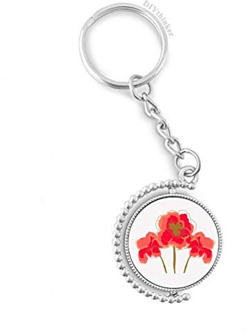 DIYthinker Men Flowers Plant Painting Corn Poppy Rotatable Key Chain Ring Keyholder 1.2 inch x 3.5 inch Multicolor