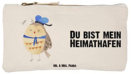 Mr. & Mrs. Panda Federmappe Eule Matrose Größe S Klein - Geschenk, Heimathafen, Kulturtasche, Ehe, Waschbeutel, Schlampermäppchen, Mäppchen, Kosmetiktasche, Owl, kosmetiktäschchen