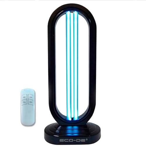 ECODE Lámpara de Luz Ultravioleta UV con Generación de Ozono para Estancias de 45 50 m2, 38W, 10000 Horas - Elimina Malos Olores y Desinfecta