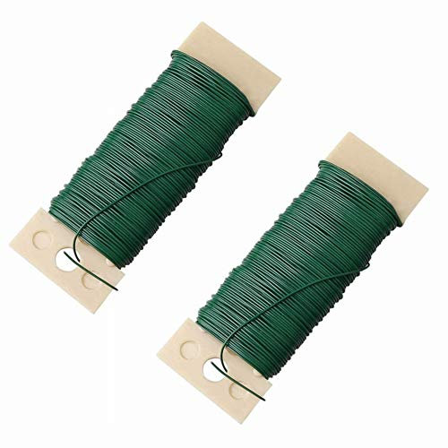 2 Roll 22 Gauge Green Florists Wire - Flexible Paddle Wire for Craft Binding & Flower Arranging