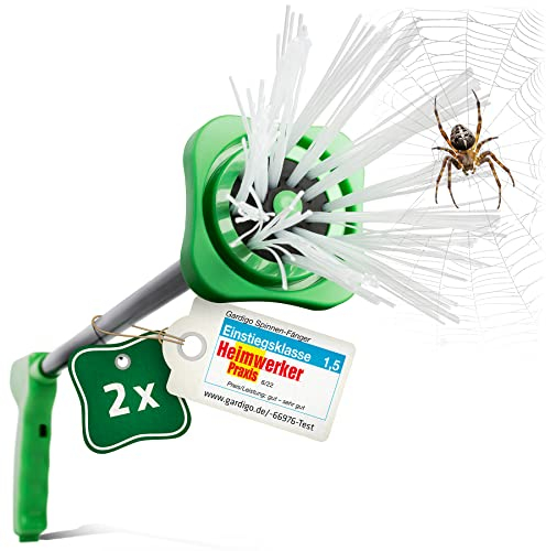 GARDIGO® Cattura Ragni - 2 Pezzi | Acchiappa Cimici | Anti Cimici, Anti Ragni | Cattura Insetti Vivi | Acchiappa Ragni Asta Extra Lunga - ca. 60cm | Raccogli Cimici, Ragni, Vespe, Grilli