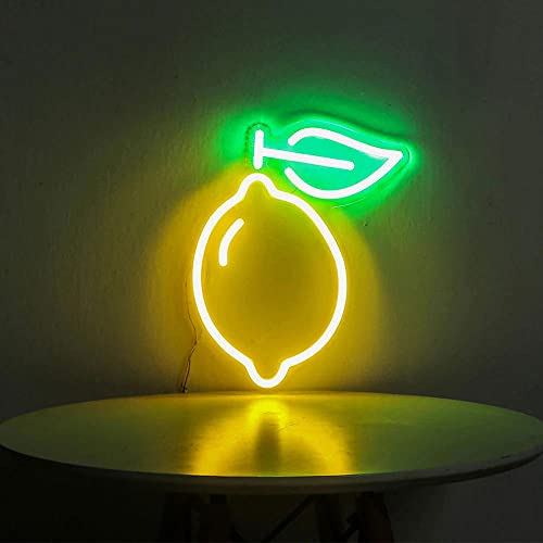 Leuchtreklamen LED Neon Wandschild Fruchtform LED Neonlichter USB-betrieben LED Neonlicht Zeichen für Bar Hochzeit Store Club Home Party Dekor-Zitrone