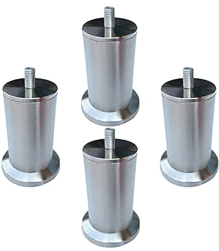 LLPEIJIE026 4er Set Möbelfüße Möbelbeine mit Vorgebohrten M10 Bolzen, Silber, Edelstahl Tischbein, Metall Sofa Stützfüße,Runde Füße,Kabinettfüße, Dickes Material Möbel Zubehör (28cm11in)