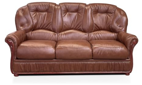 Vente-unique-Ledersofa 3-Sitzer - Büffelleder - Braun - Daphne