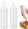 2 Stück Plastik Squeeze Flasche, Quetschflasche Mit Kappen, 8oz Kein Leck Condiment Flaschen für Malen,Backen,Ketchup,scharfe Soße,Olivenöl, Saucenflasche(Transparent, 250ML)