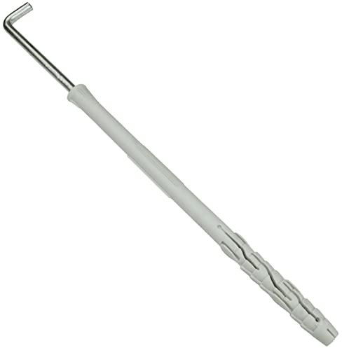 AERZETIX - C57629 - Set di 10 tasselli universali Ø10x180mm in plastica + 10 ganci tipo L a sospensione per avvitare Ø7x190mm in acciaio - per legno calcestruzzo mattoni pieni muratura