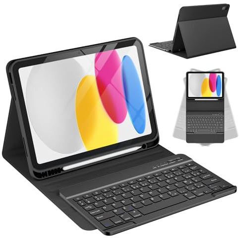 CC Store Coque Clavier pour iPad A16 11/10 Ème Gen (11 2025/10.9 2022) | Clavier iPad 11/10 Étui Magnétique Keyboard avec Porte Crayon, Longue autonomie de la batterie, Français AZERTY Layout