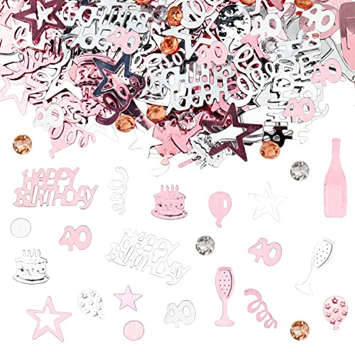 GoldRock Konfetti 40. Geburtstag Deko - Rosegold, Streudeko für Frauen und Männer, Tischdeko für 40. Geburtstag