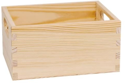 LAUBLUST Holzkiste ohne Deckel - Natur - 20 x 15 x 10 cm - Korb Aufbewahrung - Holzkiste klein - Vintage Deko - mit Griffen