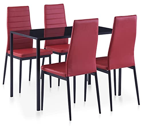 ZEYUAN 5-TLG. Essgruppe, Esstisch Mit Stühlen, Esstischgruppe, Esszimmergruppe,Küchentisch Mit Stühlen, Tischgruppe, Weinrot